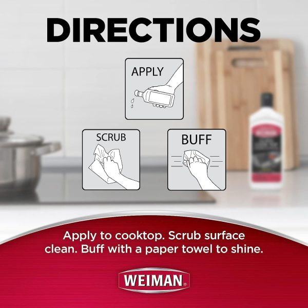 Weiman Ceramic and Glass Cooktop Cleaner, 10 Ounce, 3 Scrubbing Pads - Image 4