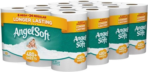 ANGEL SOFT Toilet Paper Bath Tissue, 24 Mega Rolls