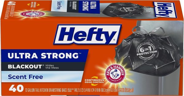 Hefty Ultra Strong Tall Kitchen Trash Bags 40 Count