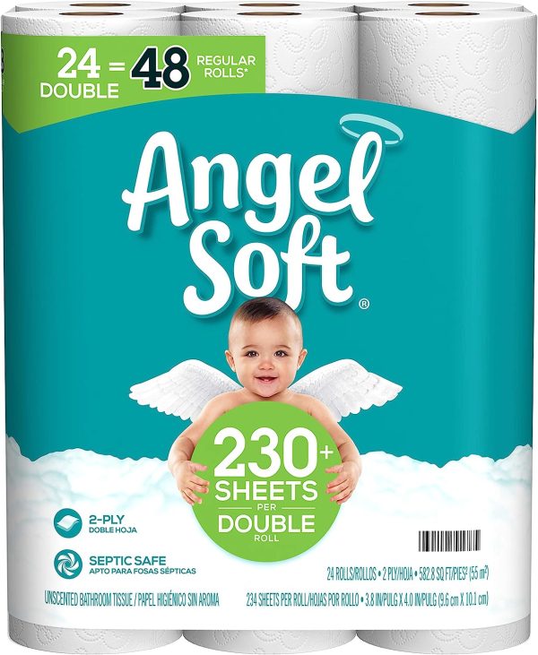 Angel Soft Toilet Paper 48 Regular Rolls, 2-Ply Bath Tissue - Image 2