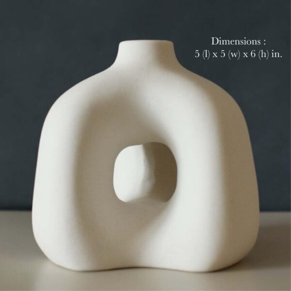 Carrot's Den 6" White Ceramic Vase for Modern Minimalist Home Decor - Image 4