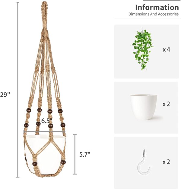 Mkono 2 Packs Fake Hanging Plant with Pot, Artificial Plants - Image 2