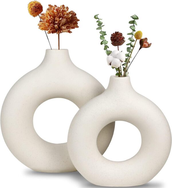 White Ceramic Vase, Modern Vase for Minimalist Decor - Image 5