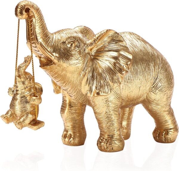 ZJ Whoest Elephant Statue. Gold Elephant Decor Brings Good Luck, Health, Strength