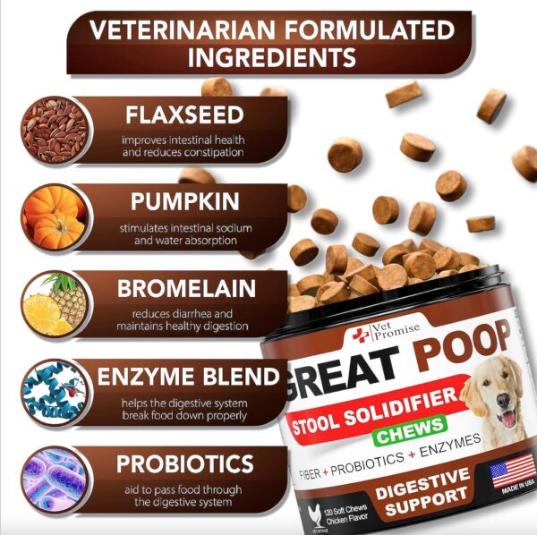 Great Poop Probiotics for Dogs - Dog Stool Softener 120 Chews - Image 4